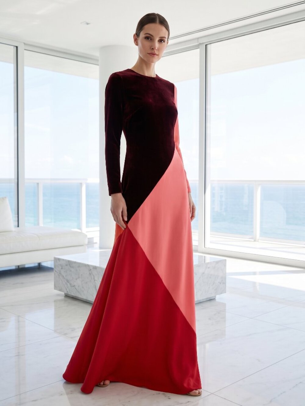 NWT $298 TUCKERNUCK Pomander Place velvet and chiffon color block maxi dress XL